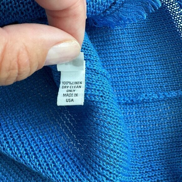 Linen Blazer XL Made in USA Cobalt Blue Fringe Sportsworks Studio Woven Knit - Picture 4 of 8